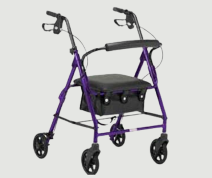 Rollator walker with seat for elderly mobility support